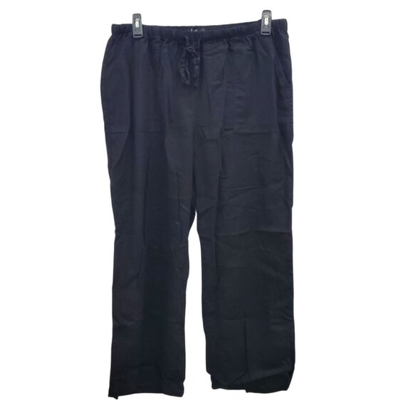 Ellos Woman's Black Linen Blend Elastic Waist Pull On Casual Pants Plus‎ Size 18 - Picture 1 of 8